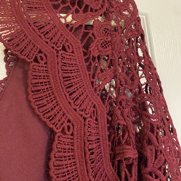 Lulus Burgundy Long Sleeve Lace Maxi Dress - Picture 3 of 4